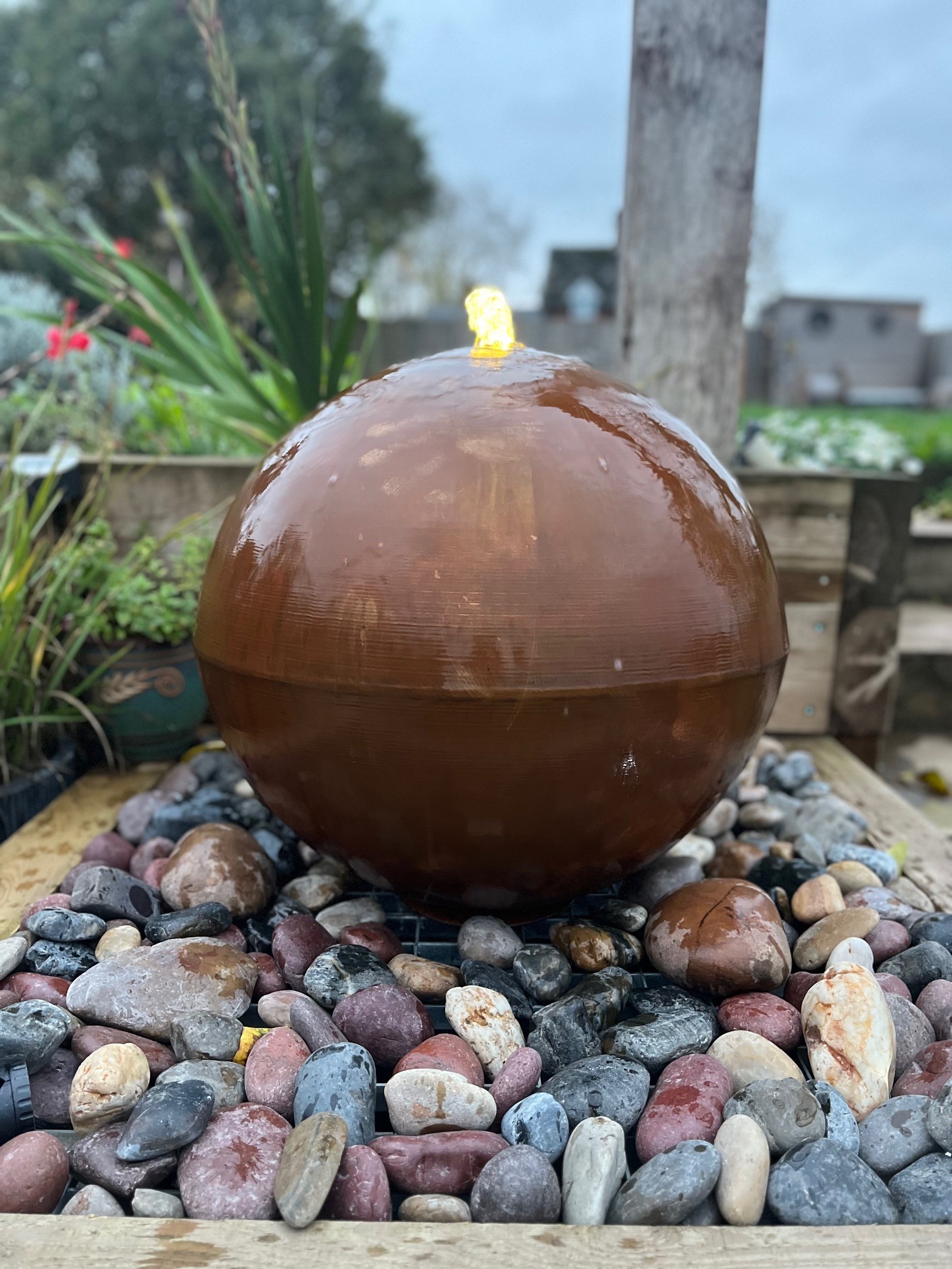 Corten Steel Sphere 40CM Garden Water Feature
