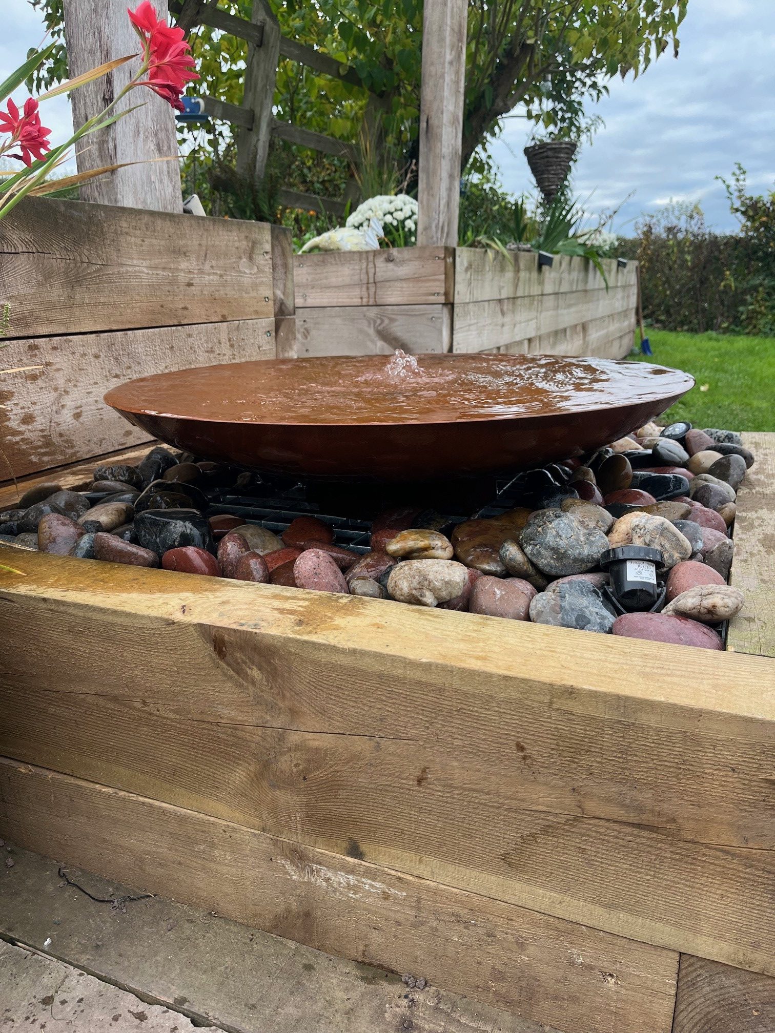 80cm Corten Steel Bowl Water Feature