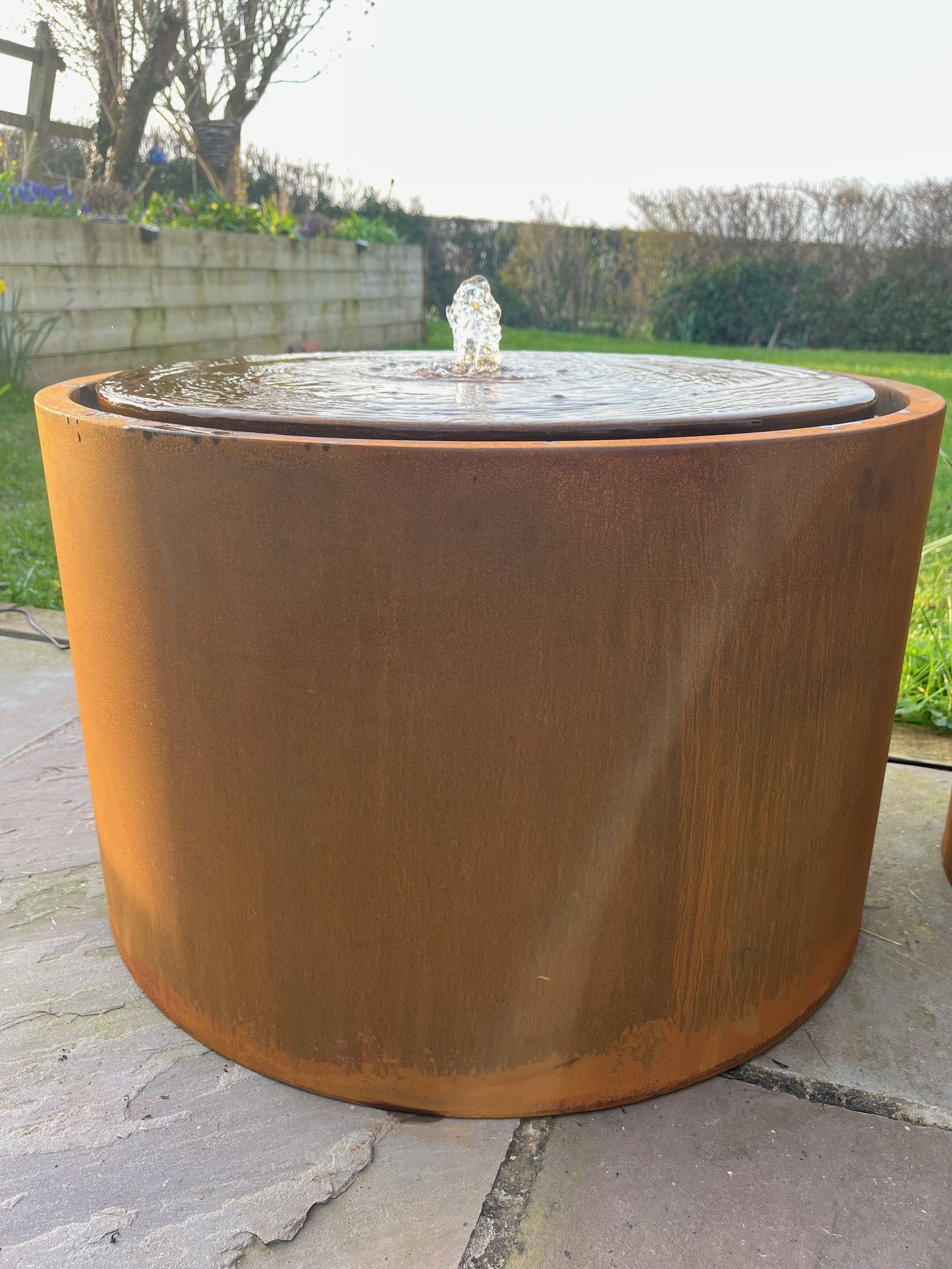 Corten Steel Self-Contained Water Table Diameter: 60cm Height: 37cm