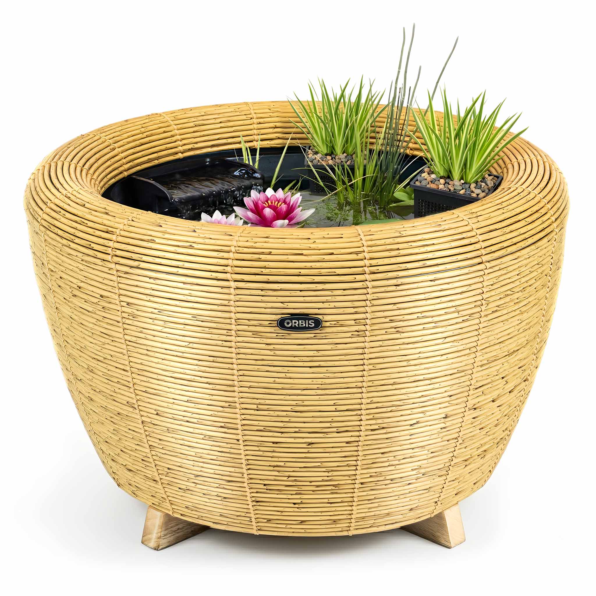 Velda Mini Pond – Raised Patio Pond with Waterfall & Pump - Natural